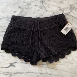Black crochet shorts
